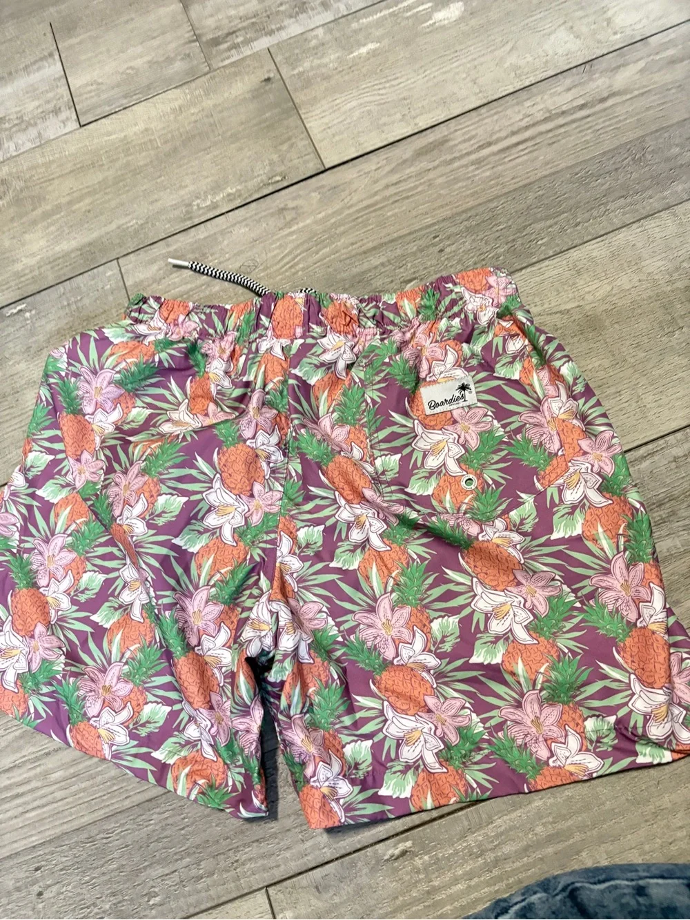 Men's Purple Pineapple Floral Swim Trunks